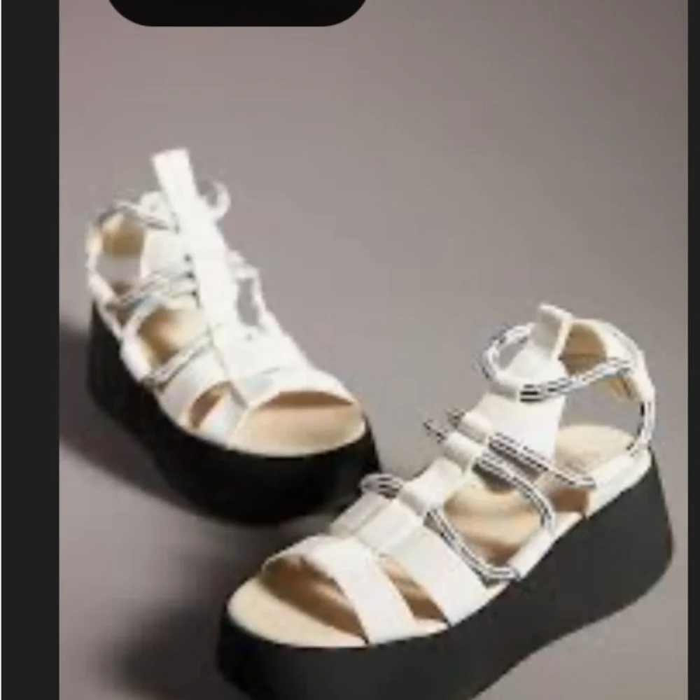 Anthropology Silent D Platform Sport Sandal in Cream and Black